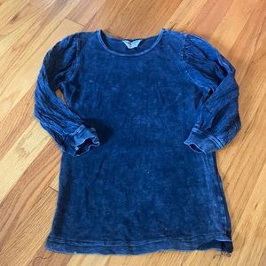 Hardtail forever girls bubble shirt medium 10-12 3/4 length sleeve navy denim